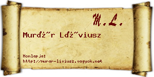 Murár Líviusz névjegykártya